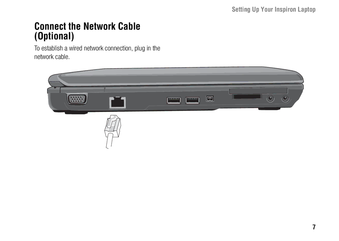 Dell 1427 setup guide Connect the Network Cable Optional 