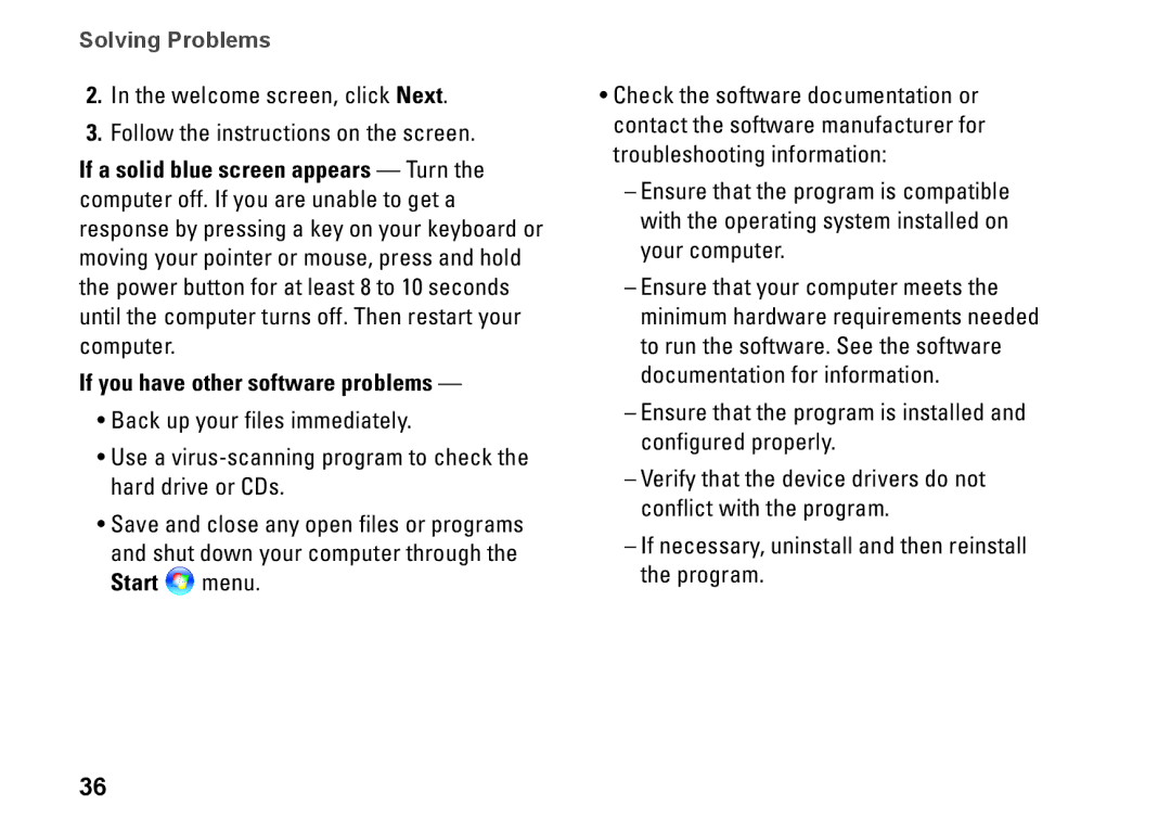 Dell 1435, P479C, PP24L setup guide Solving Problems 