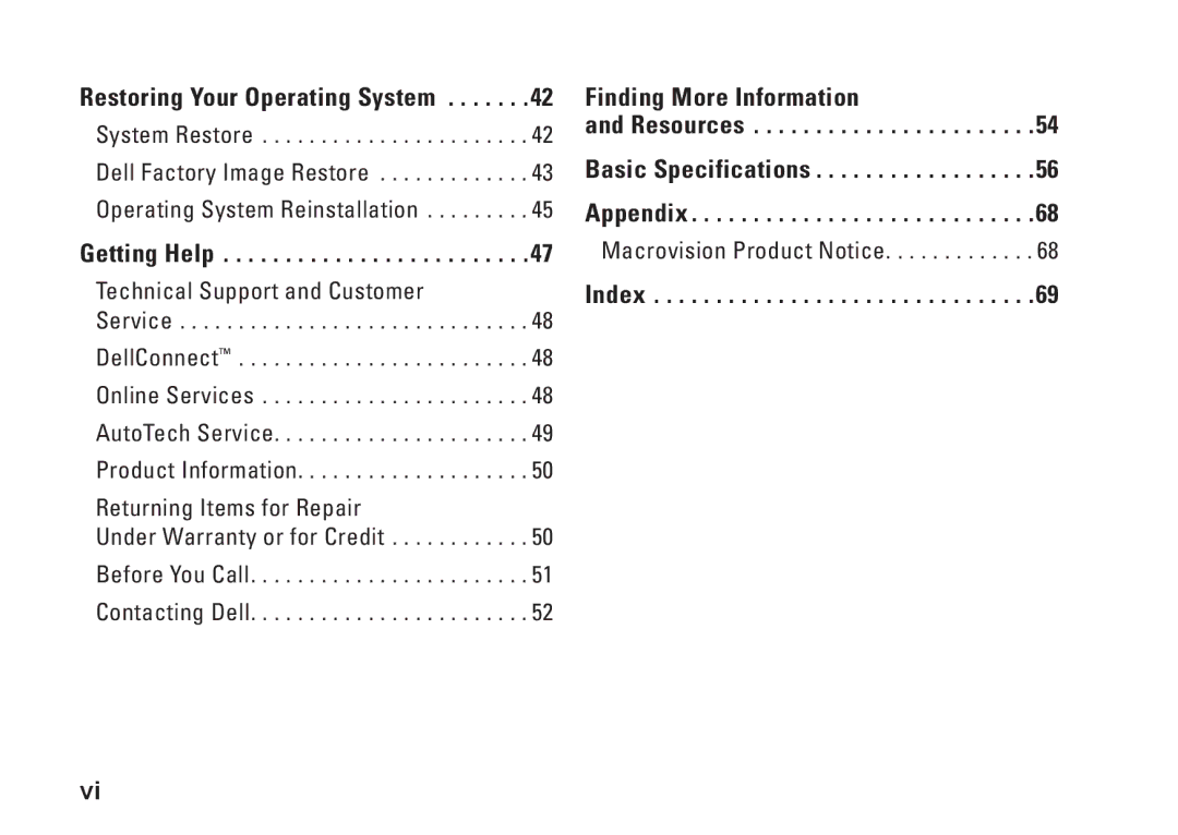 Dell 1435, P479C, PP24L setup guide Getting Help, Restoring Your Operating System 