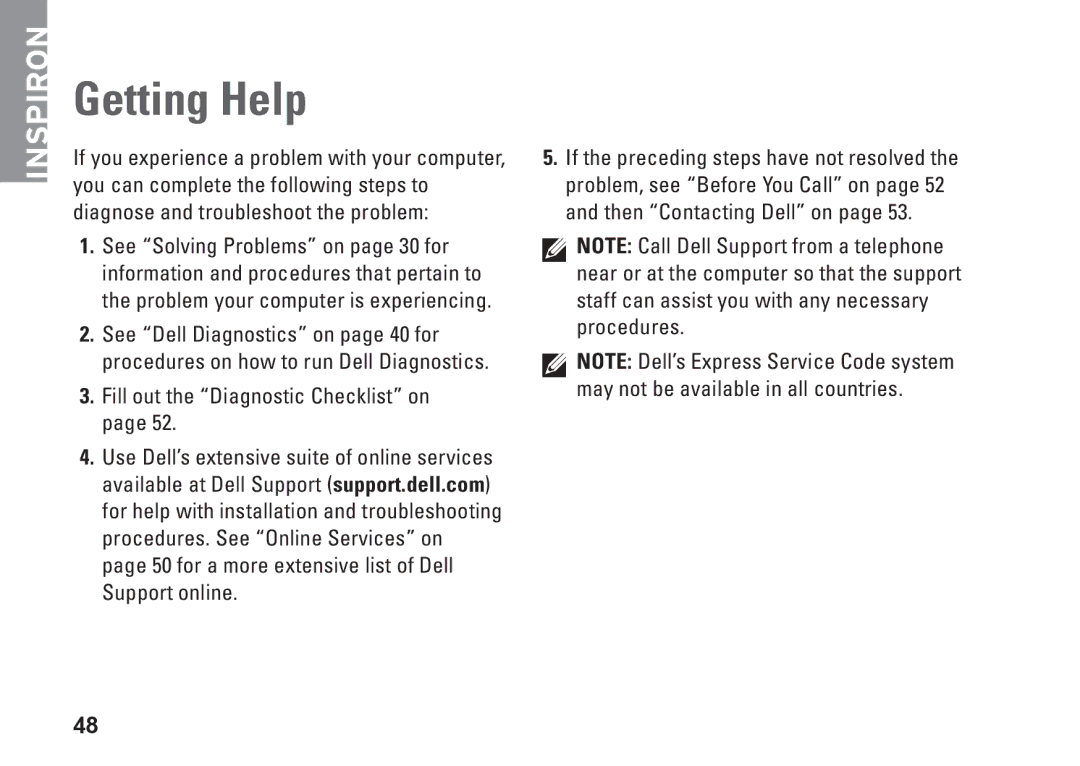 Dell PP42L, 1440, M792N setup guide Getting Help 