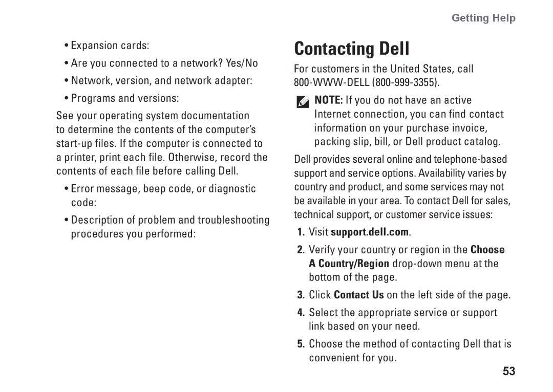 Dell M792N, 1440, PP42L setup guide Contacting Dell, Visit support.dell.com 