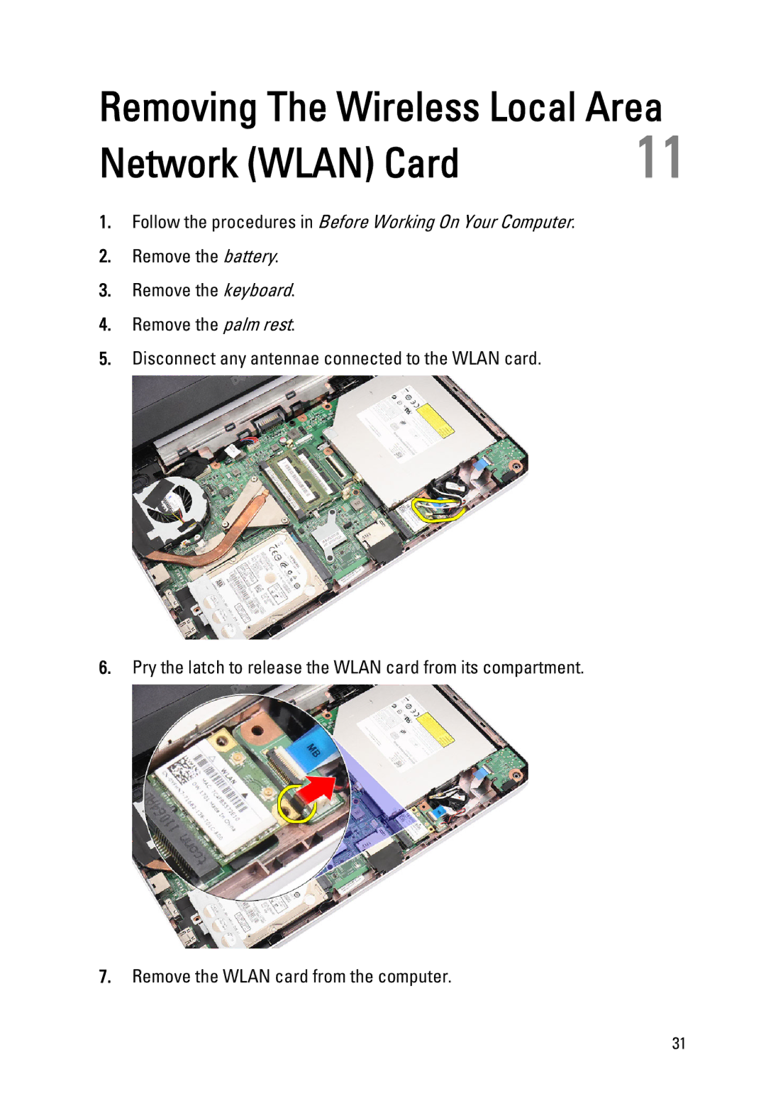 Dell 1440, 1450 owner manual Network Wlan Card 