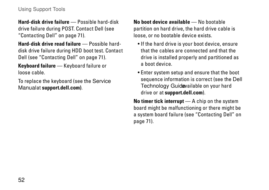 Dell 1450, 1457, 1458, P03G001, 0KWJH0A01 setup guide Using Support Tools 