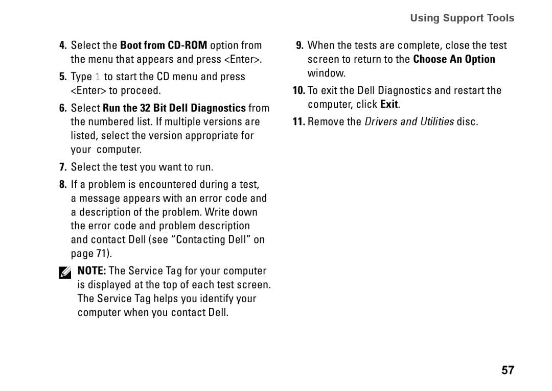 Dell P03G001, 1450, 1457, 1458, 0KWJH0A01 setup guide Remove the Drivers and Utilities disc 