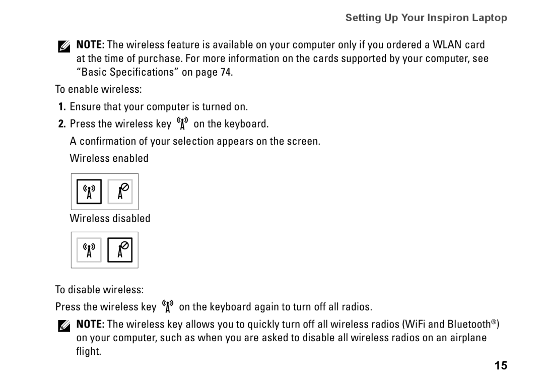 Dell YXKVH, 1464, P09G001, P09G series setup guide Setting Up Your Inspiron Laptop 