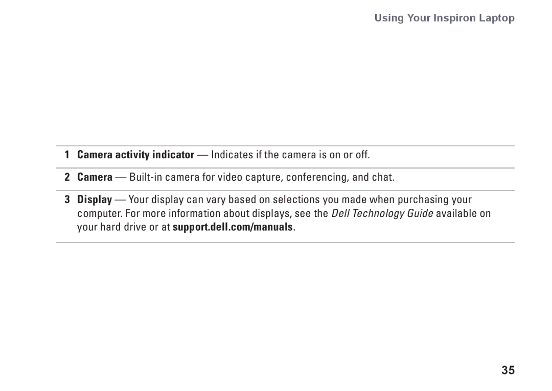 Dell YXKVH, 1464, P09G001, P09G series setup guide Using Your Inspiron Laptop 