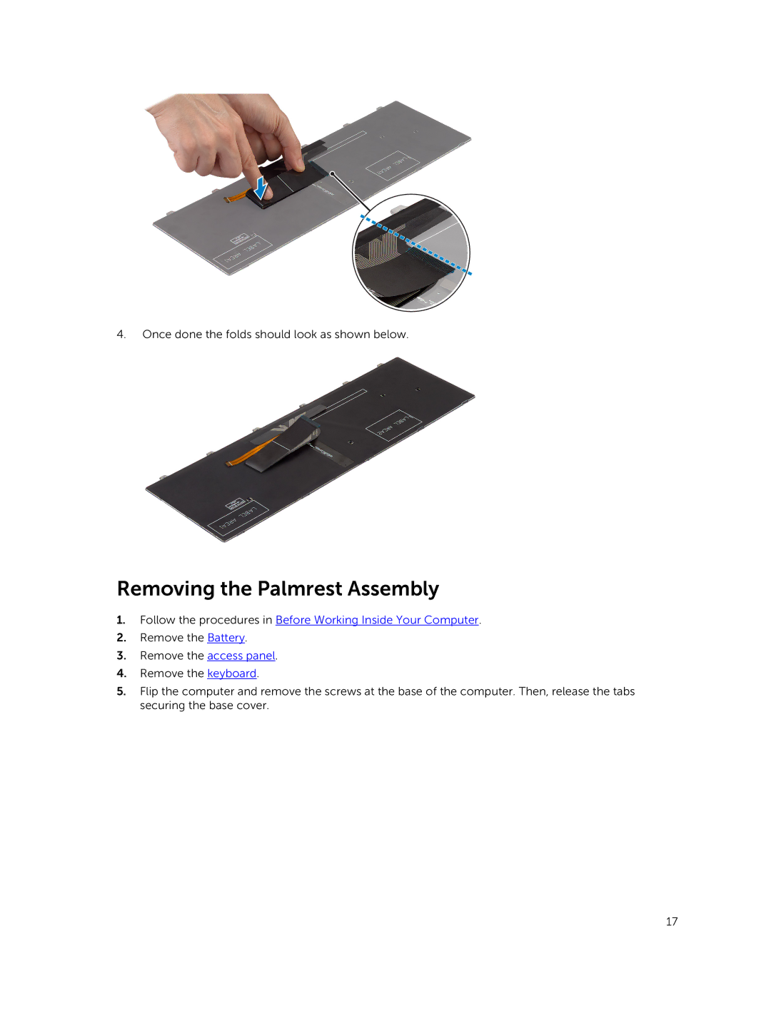 Dell 15  - 3549 owner manual Removing the Palmrest Assembly 