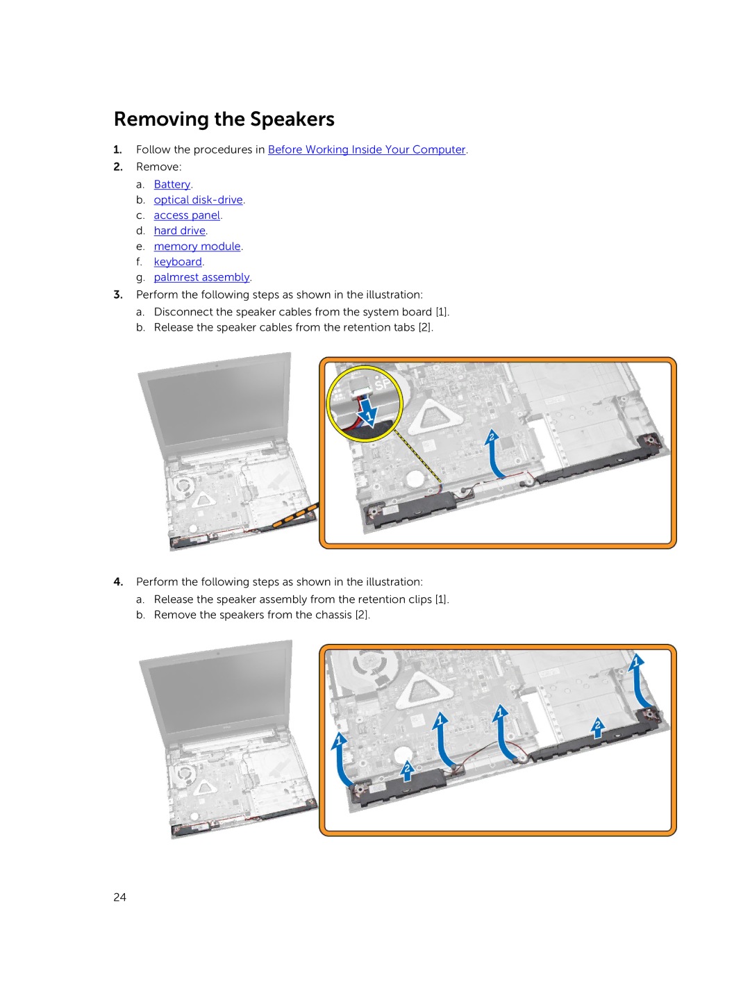 Dell 15  - 3549 owner manual Removing the Speakers 