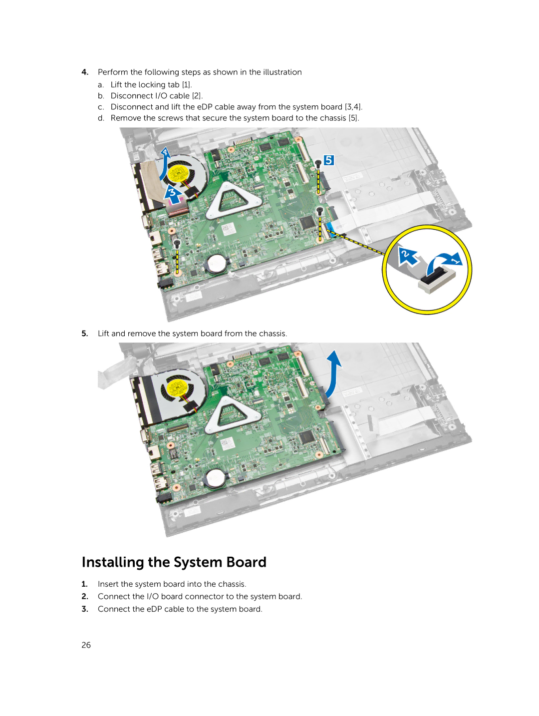 Dell 15  - 3549 owner manual Installing the System Board 