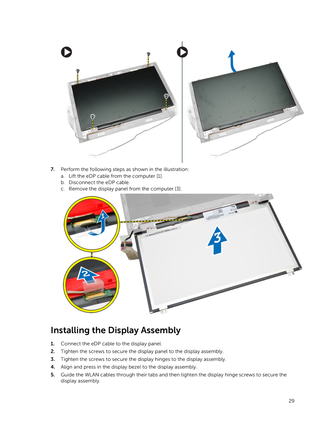 Dell 15  - 3549 owner manual Installing the Display Assembly 