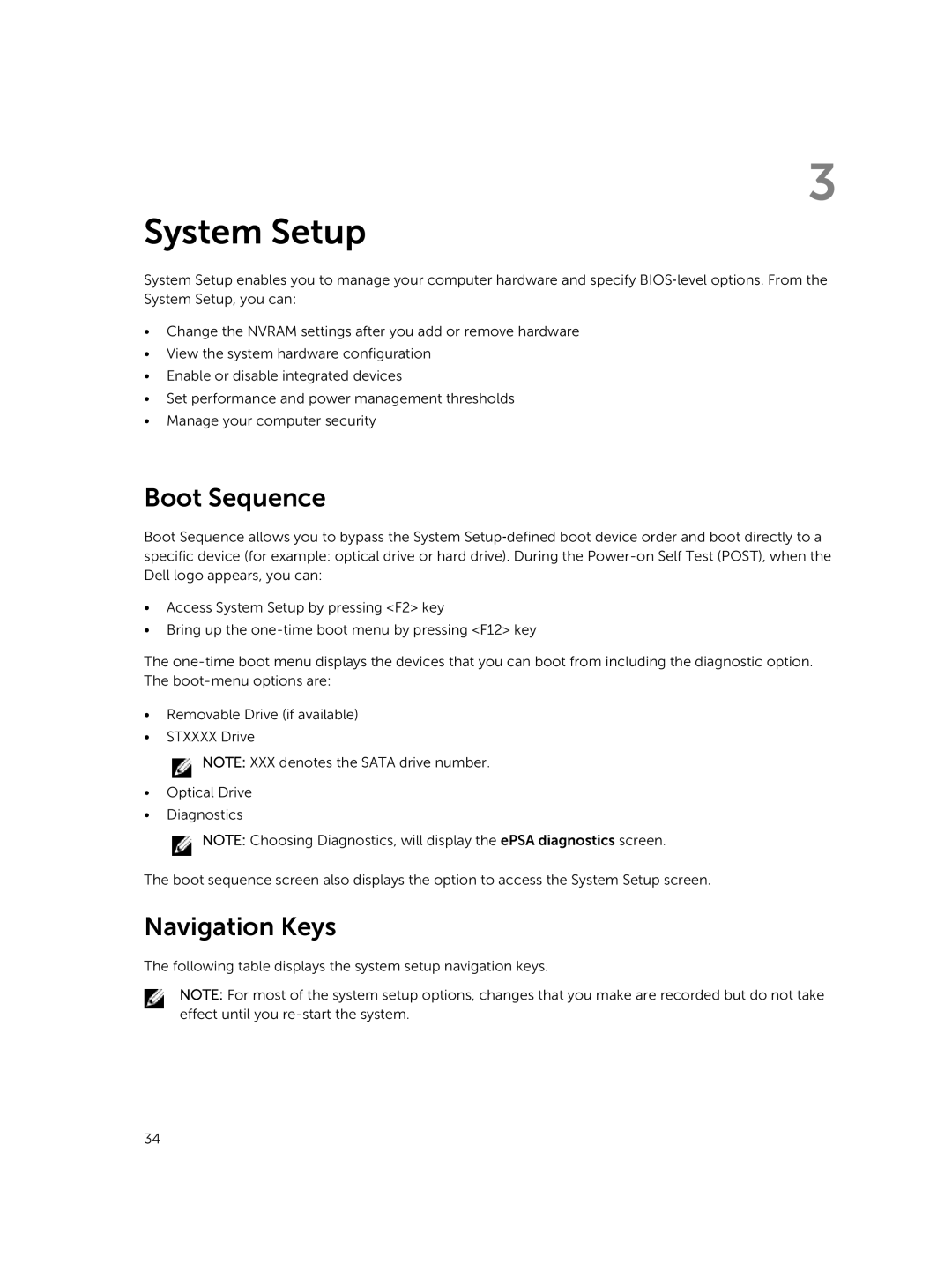 Dell 15  - 3549 owner manual System Setup, Boot Sequence, Navigation Keys 