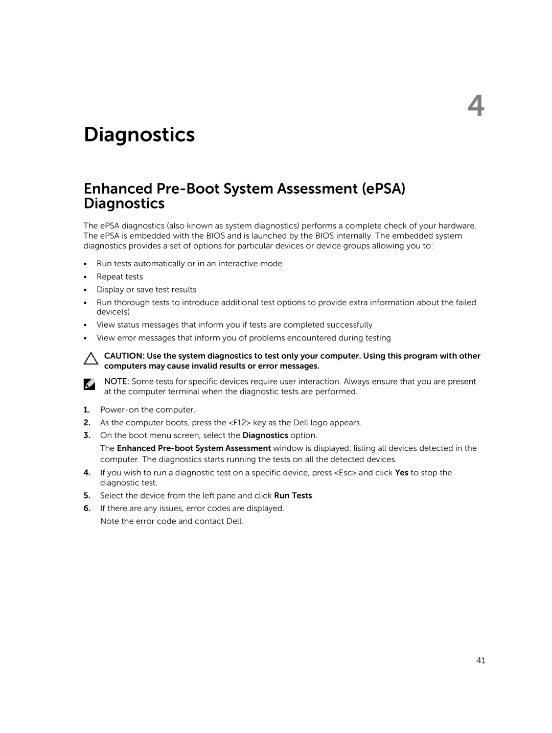 Dell 15  - 3549 owner manual Enhanced Pre-Boot System Assessment ePSA Diagnostics 