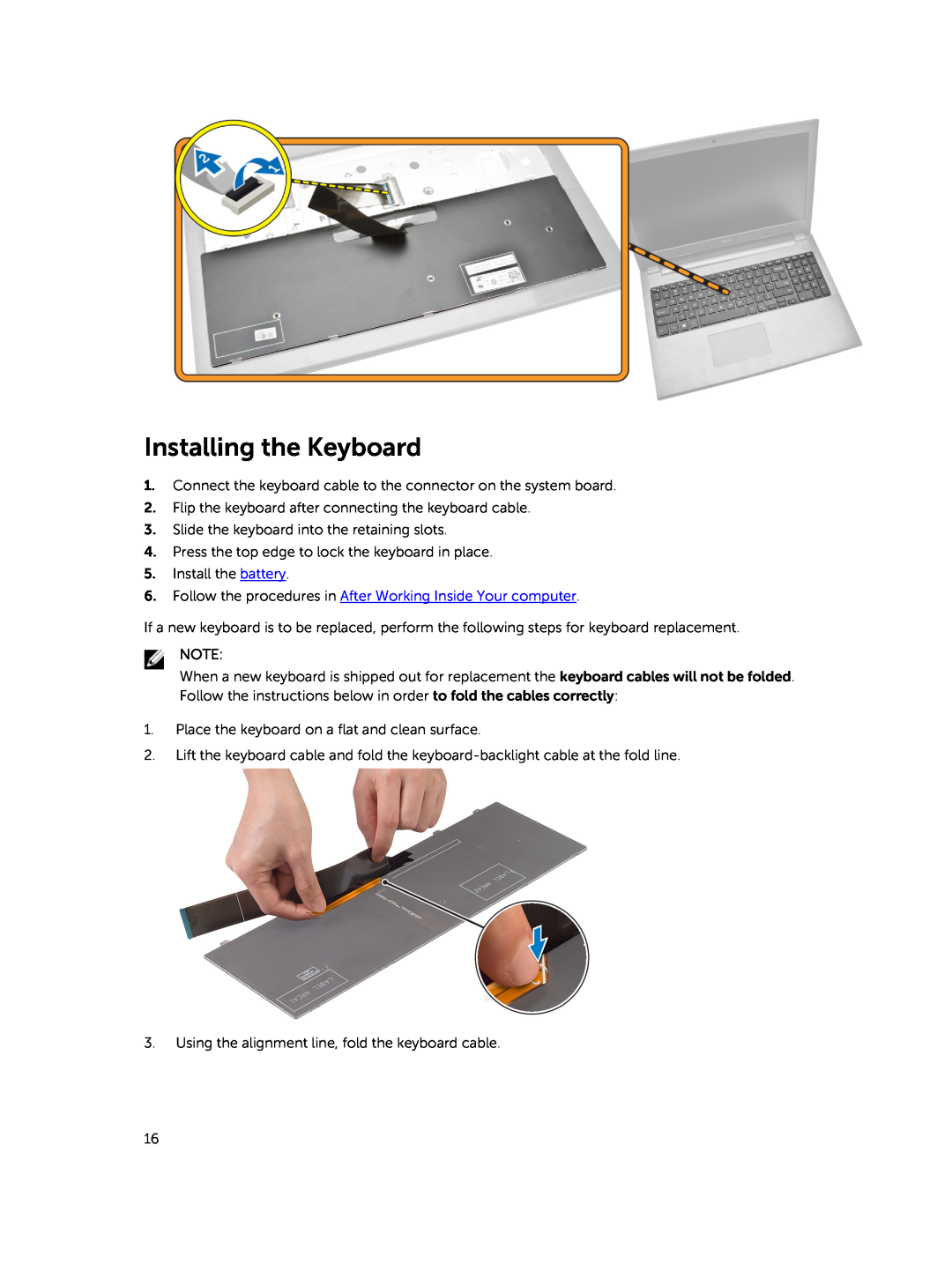 Dell 15  - 3549 owner manual Installing the Keyboard 