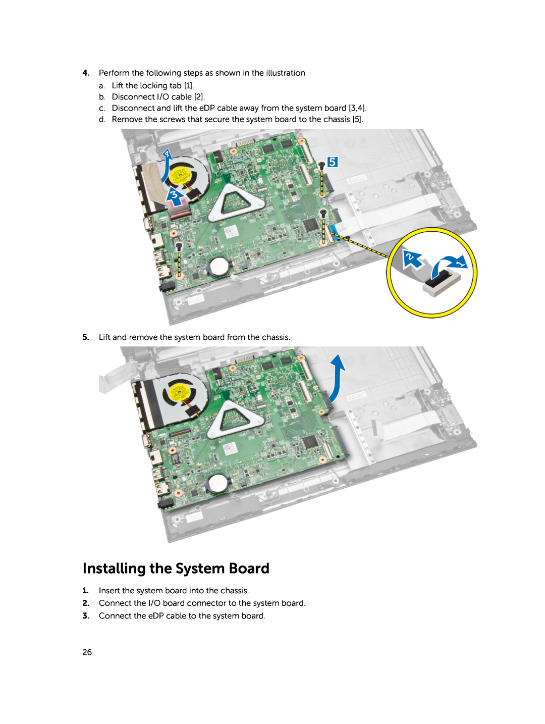 Dell 15  - 3549 owner manual Installing the System Board 