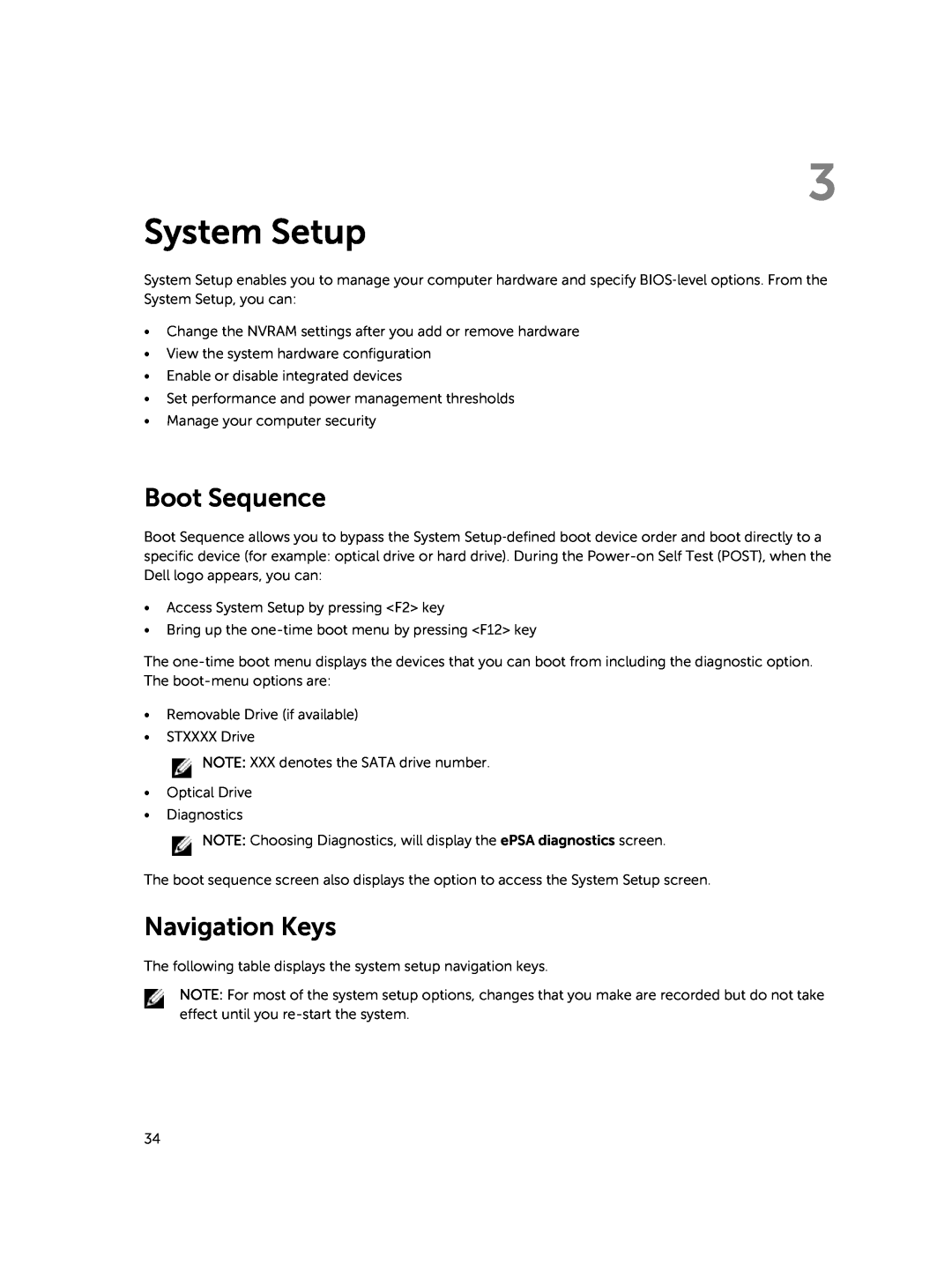 Dell 15  - 3549 owner manual System Setup, Boot Sequence, Navigation Keys 