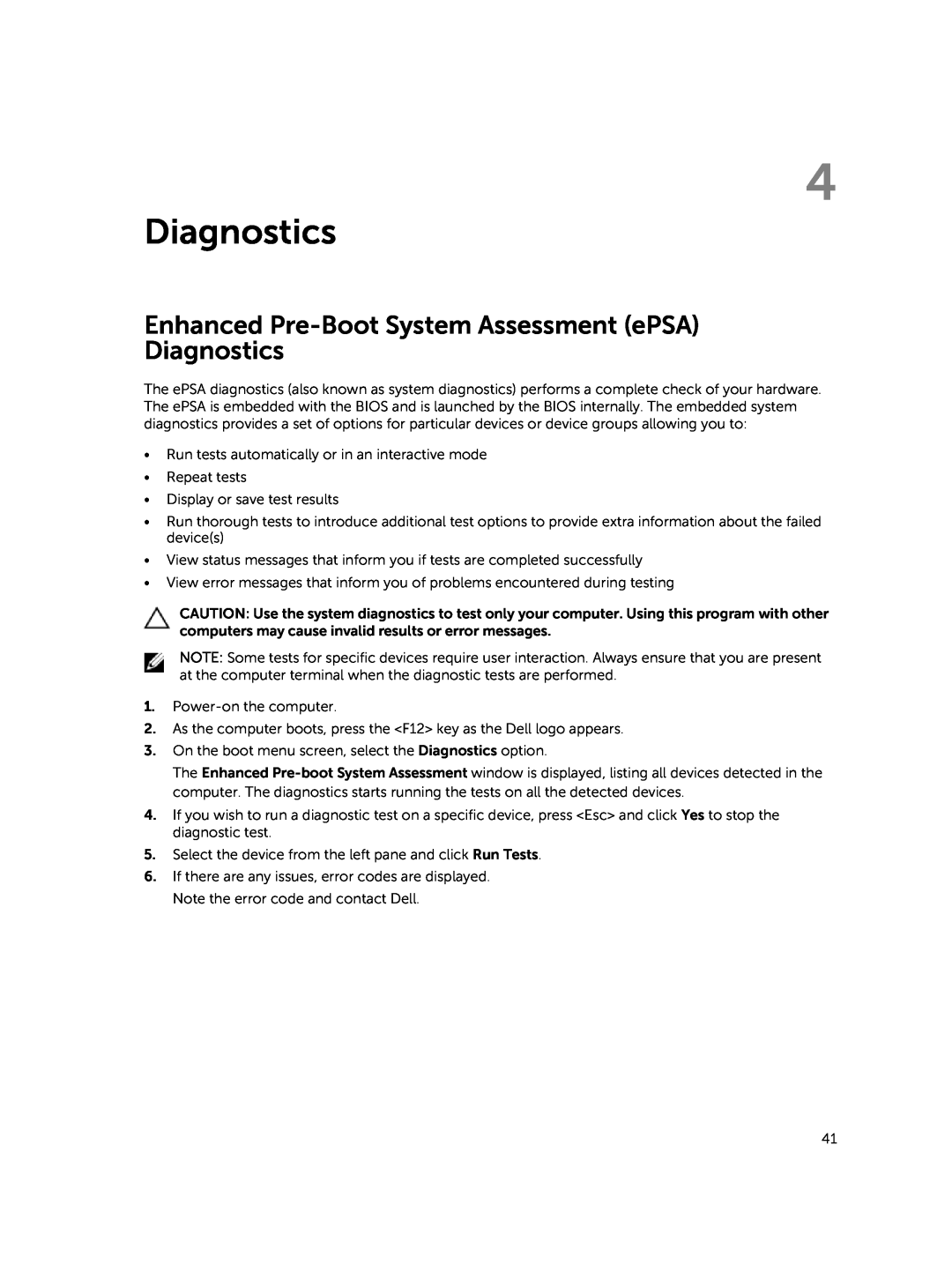 Dell 15  - 3549 owner manual Enhanced Pre-Boot System Assessment ePSA Diagnostics 