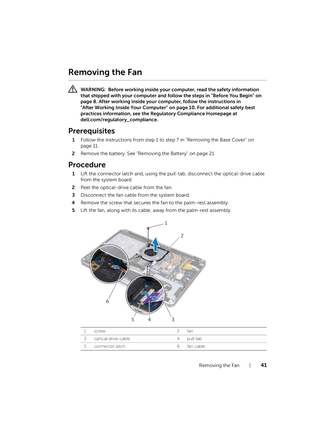 Dell L521X13590620SA, 15, XPS L521X manual Removing the Fan 