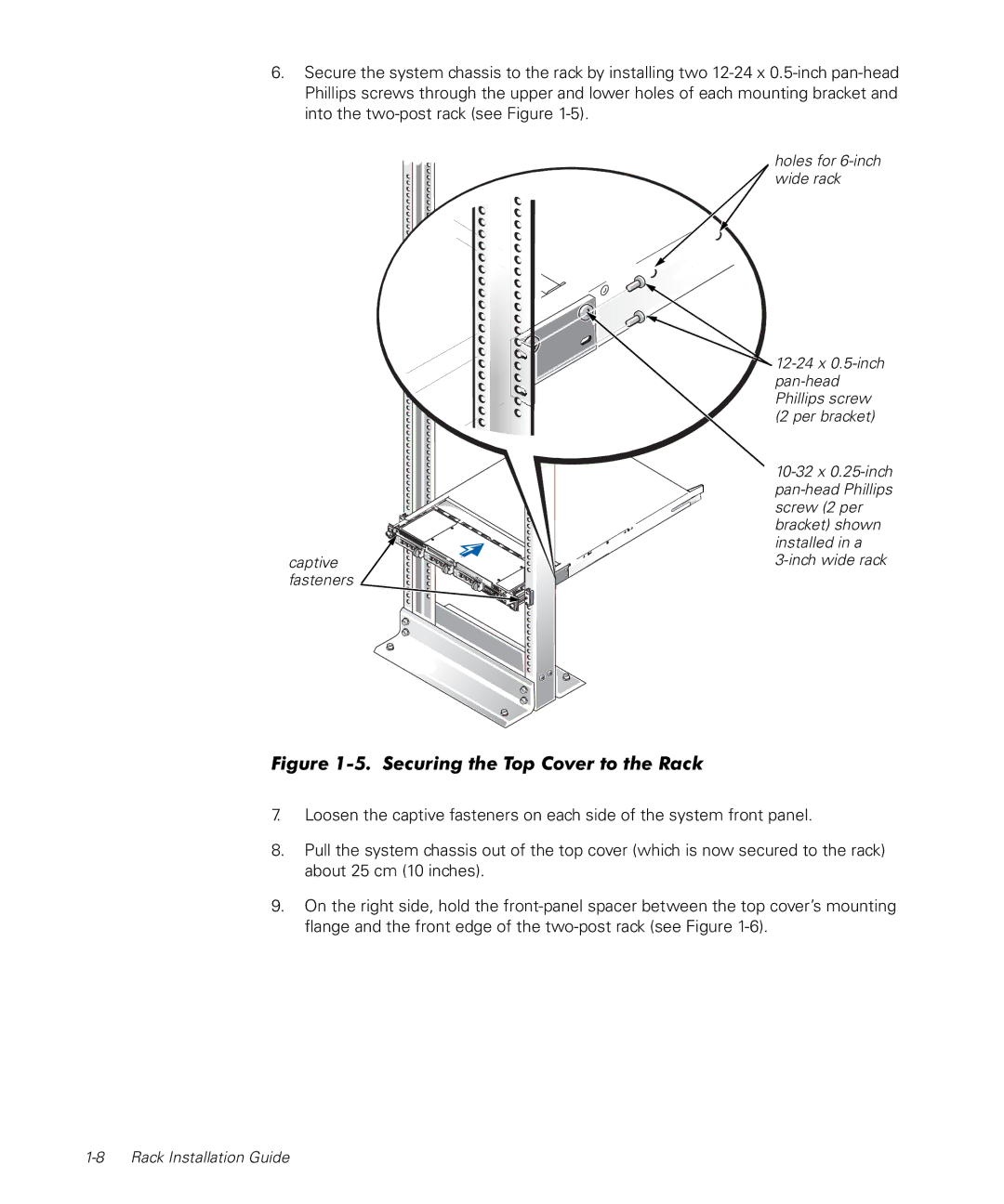 Dell 1500, PowerApp 120 manual Securing the Top Cover to the Rack 