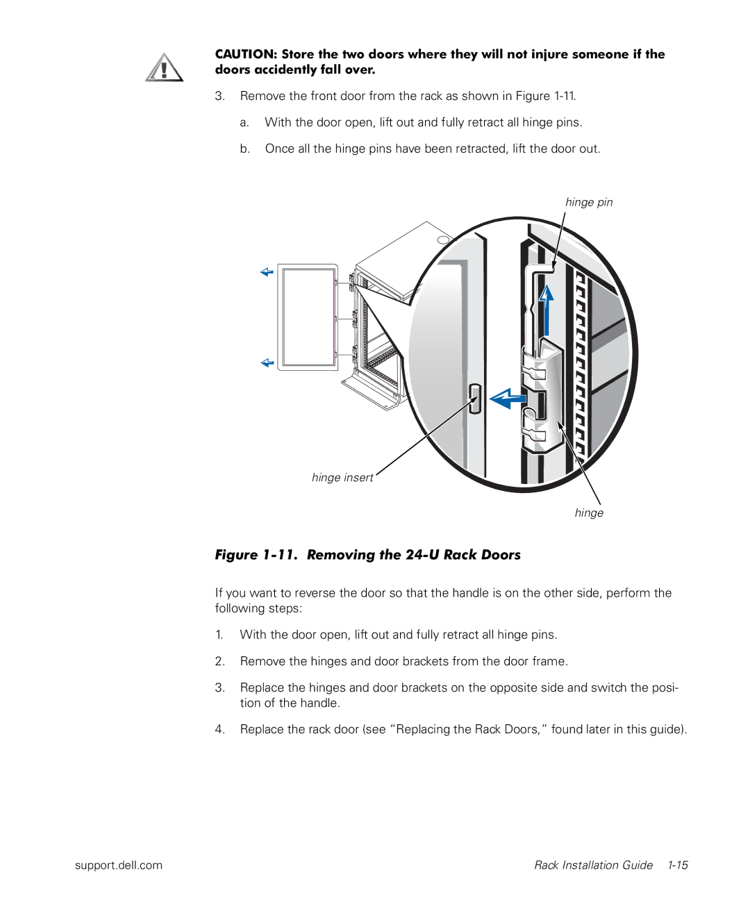 Dell PowerApp 120, 1500 manual Removing the 24-U Rack Doors 