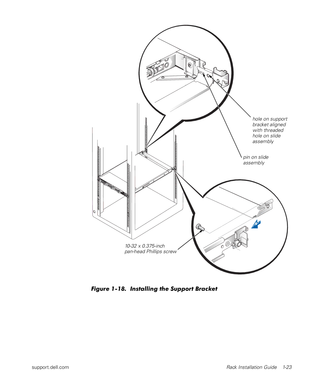 Dell PowerApp 120, 1500 manual Installing the Support Bracket 