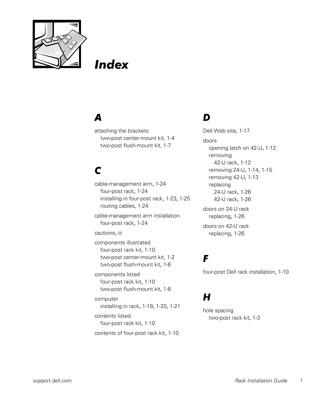 Dell PowerApp 120, 1500 manual Index 