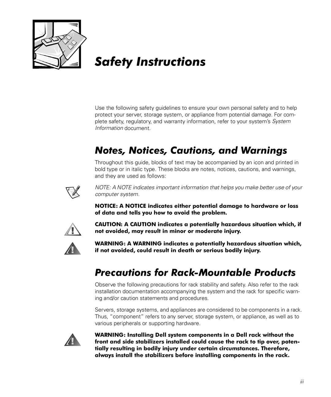 Dell PowerApp 120, 1500 manual Safety Instructions 