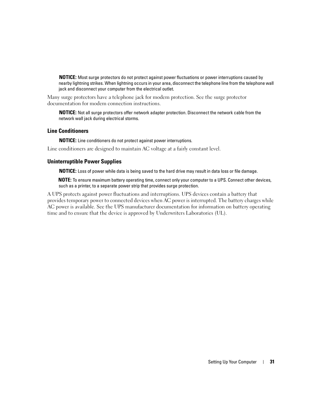 Dell 1501 owner manual Line Conditioners, Uninterruptible Power Supplies 