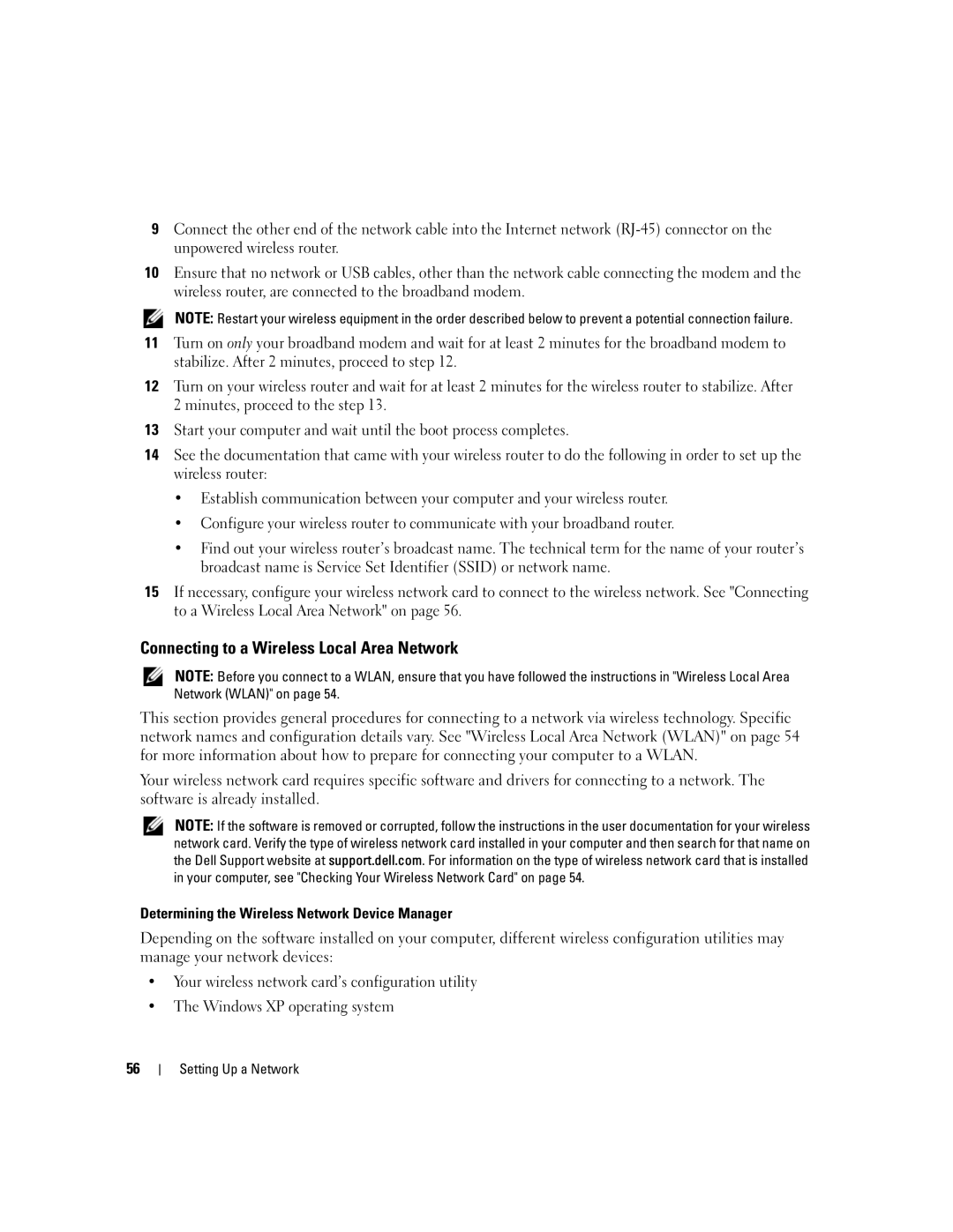 Dell 1501 owner manual Connecting to a Wireless Local Area Network, Determining the Wireless Network Device Manager 