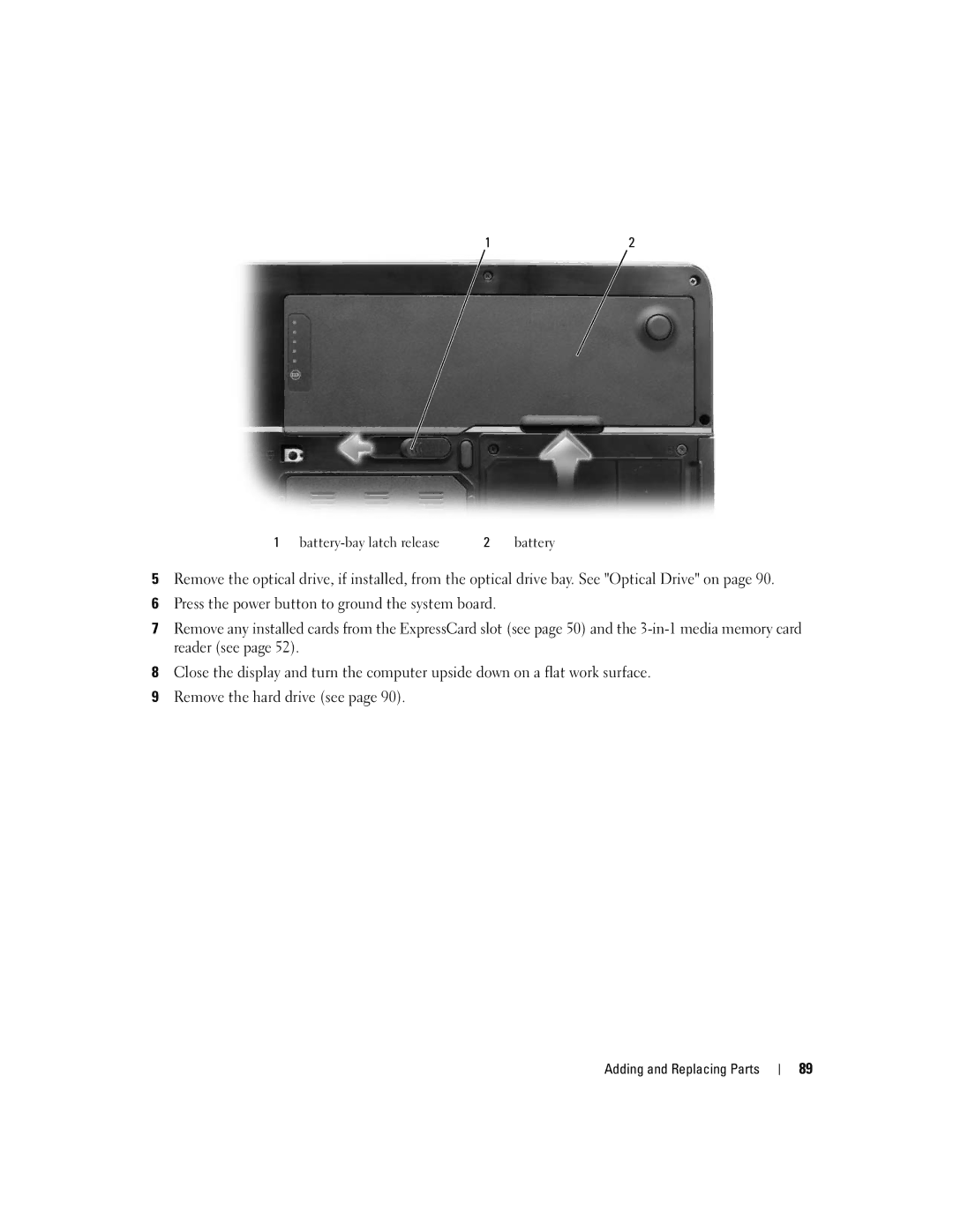 Dell 1501 owner manual Battery-bay latch release 