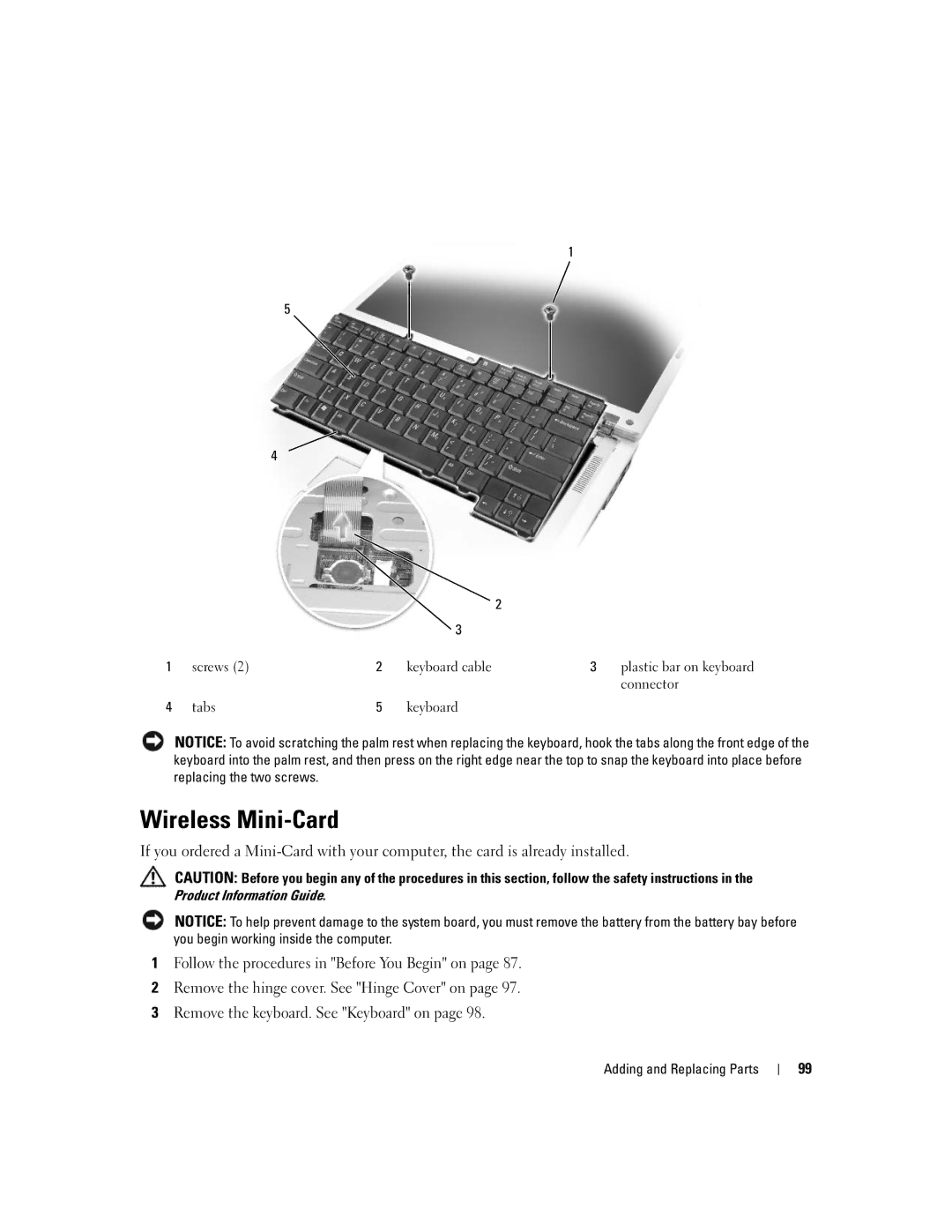 Dell 1501 owner manual Wireless Mini-Card 