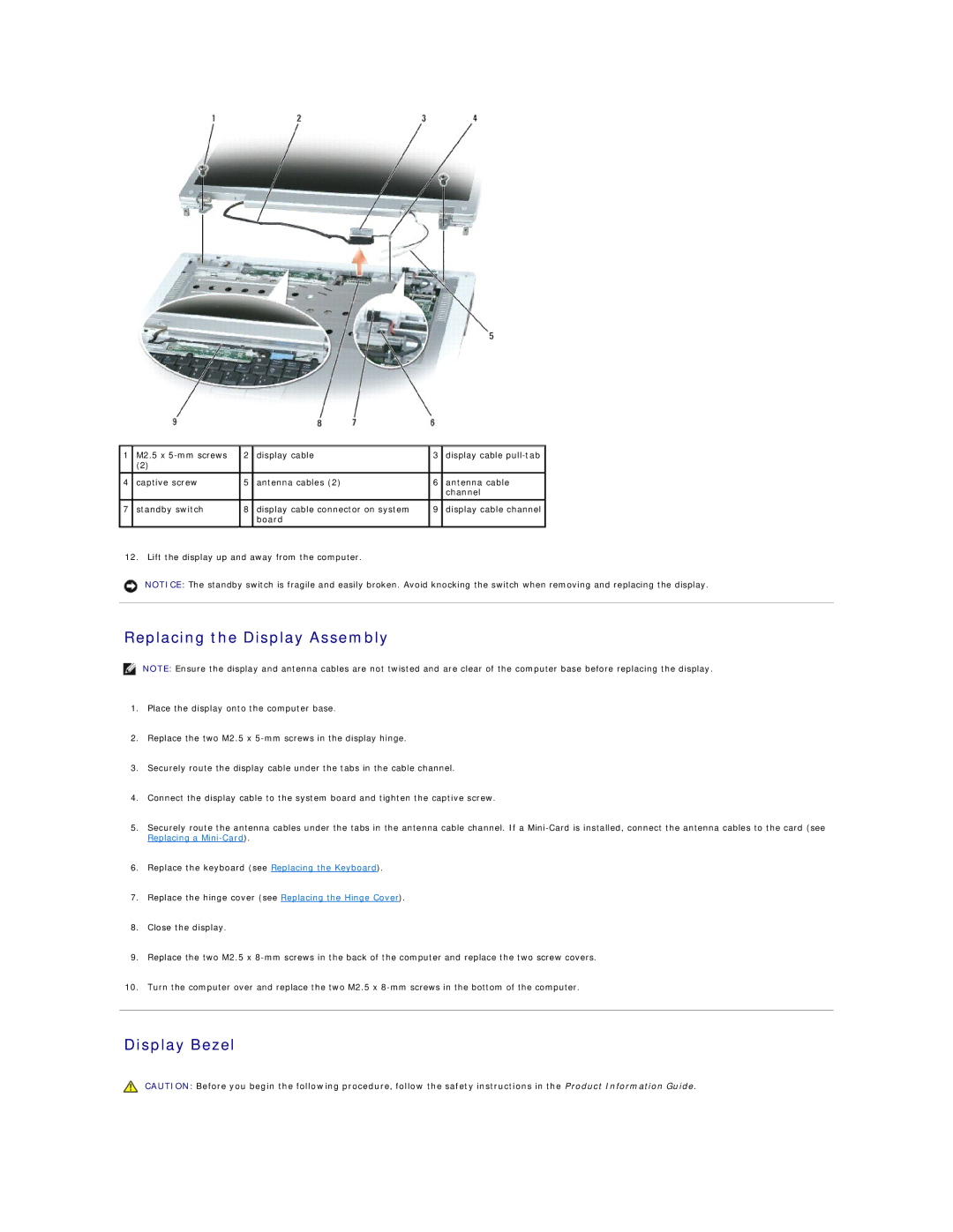 Dell 1501 owner manual Replacing the Display Assembly, Display Bezel 