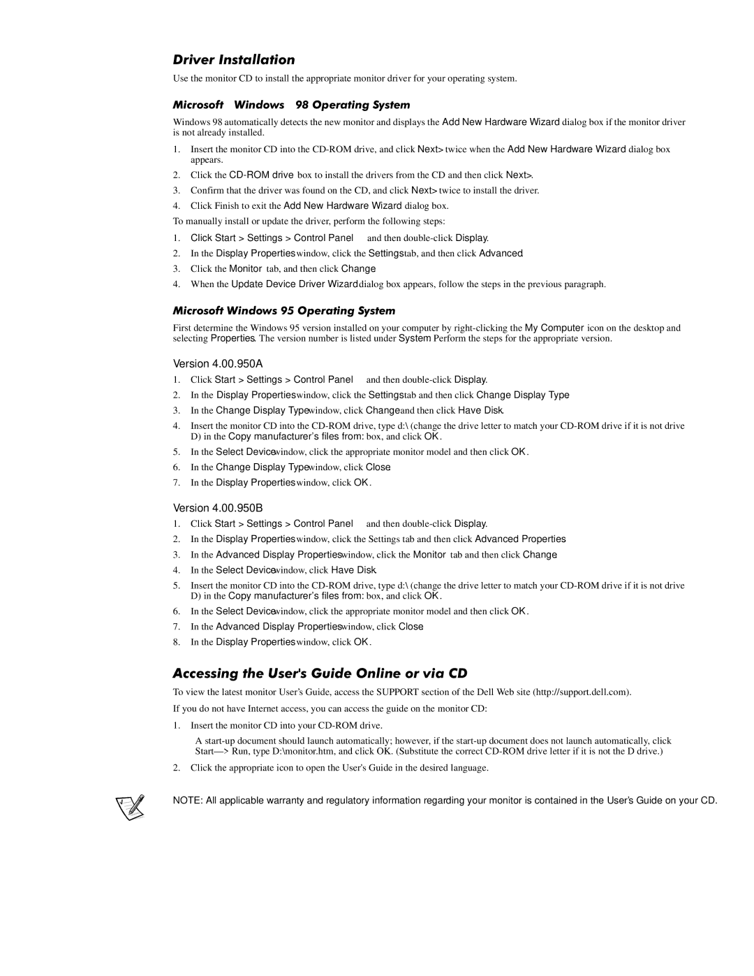 Dell 1501FP manual Ulyhu,Qvwdoodwlrq, $FFHVVLQJWKH8VHUV*XLGH2QOLQHRUYLD, 0LFURVRIWLQGRZV2SHUDWLQJ6\VWHP 