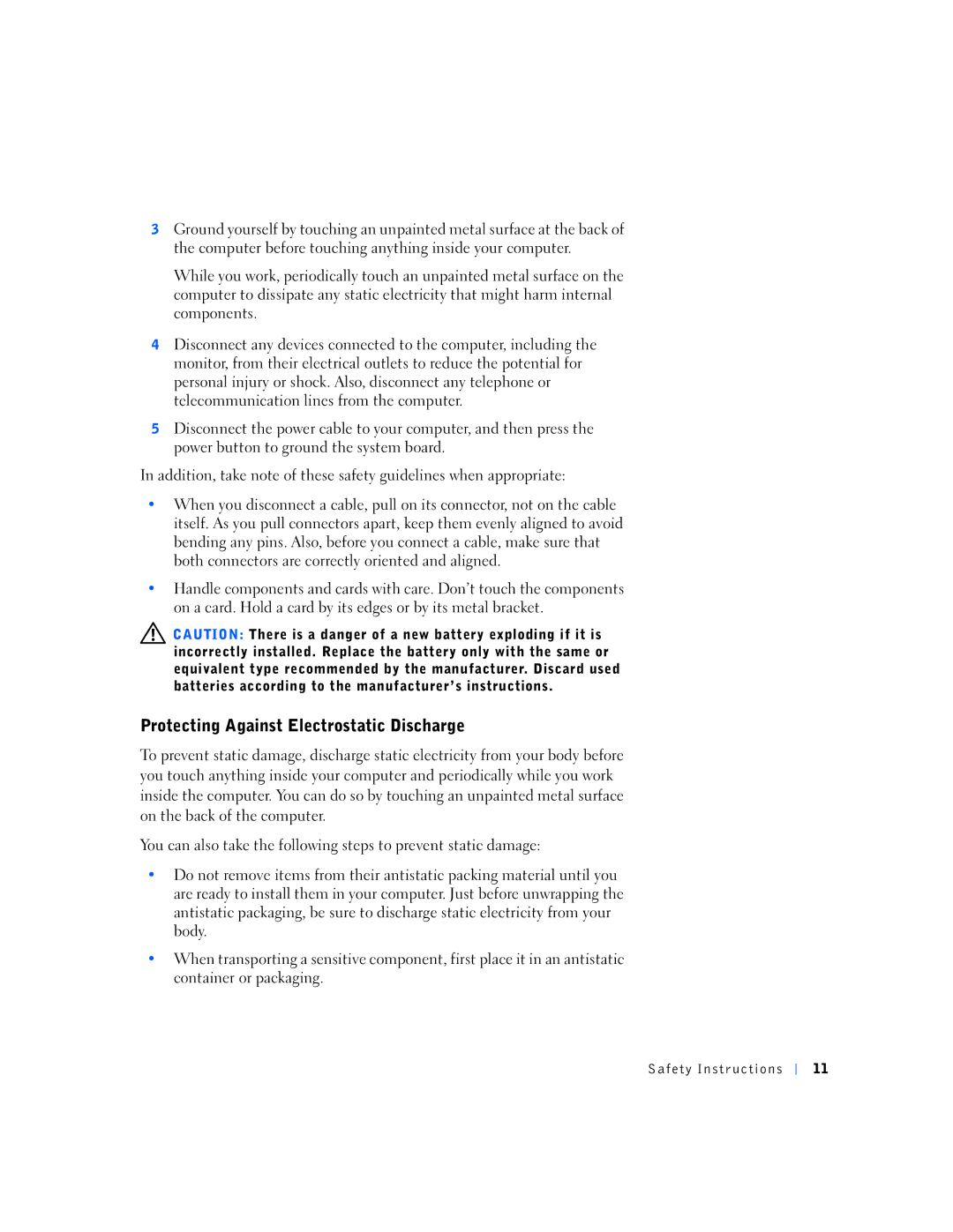 Dell 1N016, 150D manual Protecting Against Electrostatic Discharge 