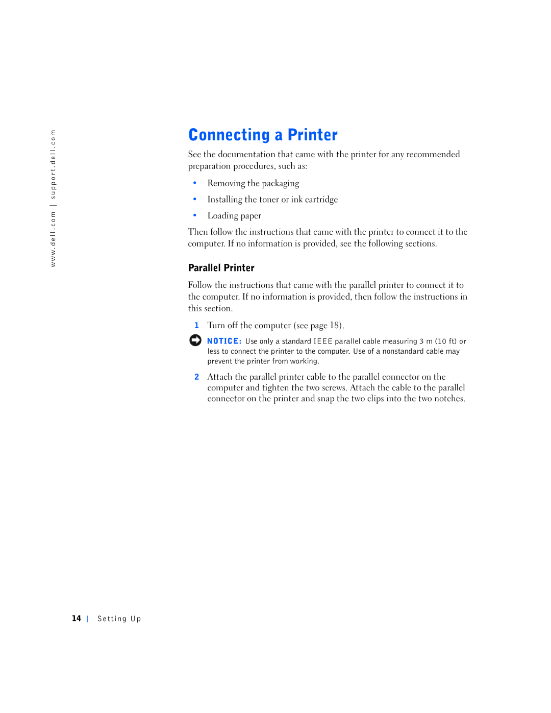 Dell 150D, 1N016 manual Parallel Printer 