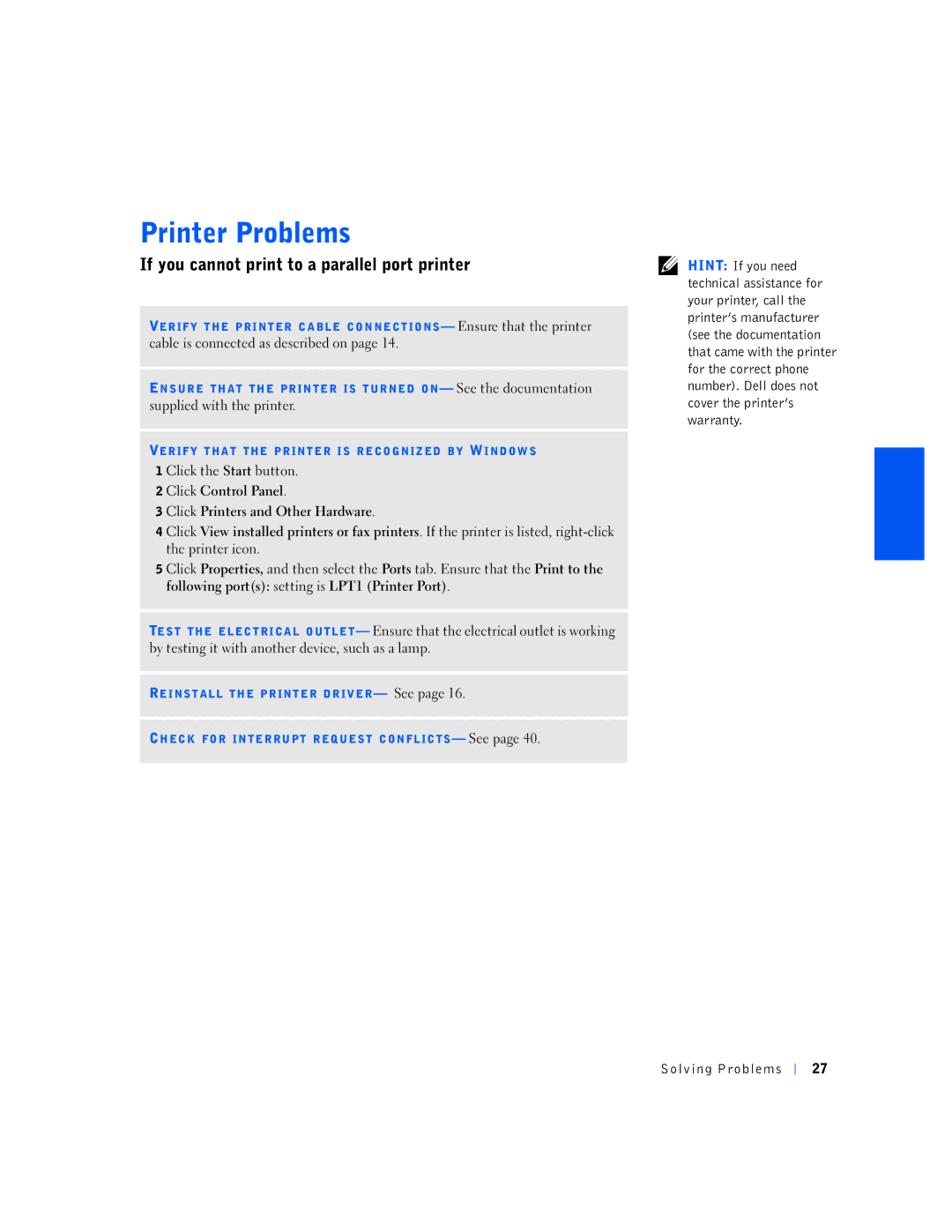 Dell 1N016, 150D manual If you cannot print to a parallel port printer 