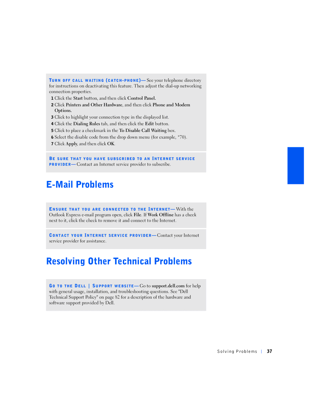 Dell 1N016, 150D manual Solving Problems 