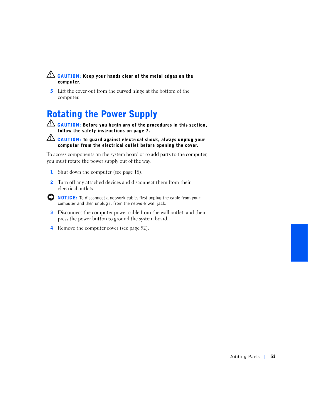 Dell 1N016, 150D manual Adding Parts 