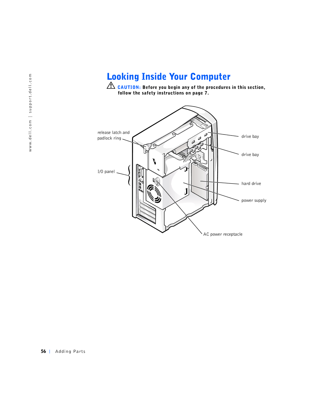 Dell 150D, 1N016 manual Release latch Padlock ring 