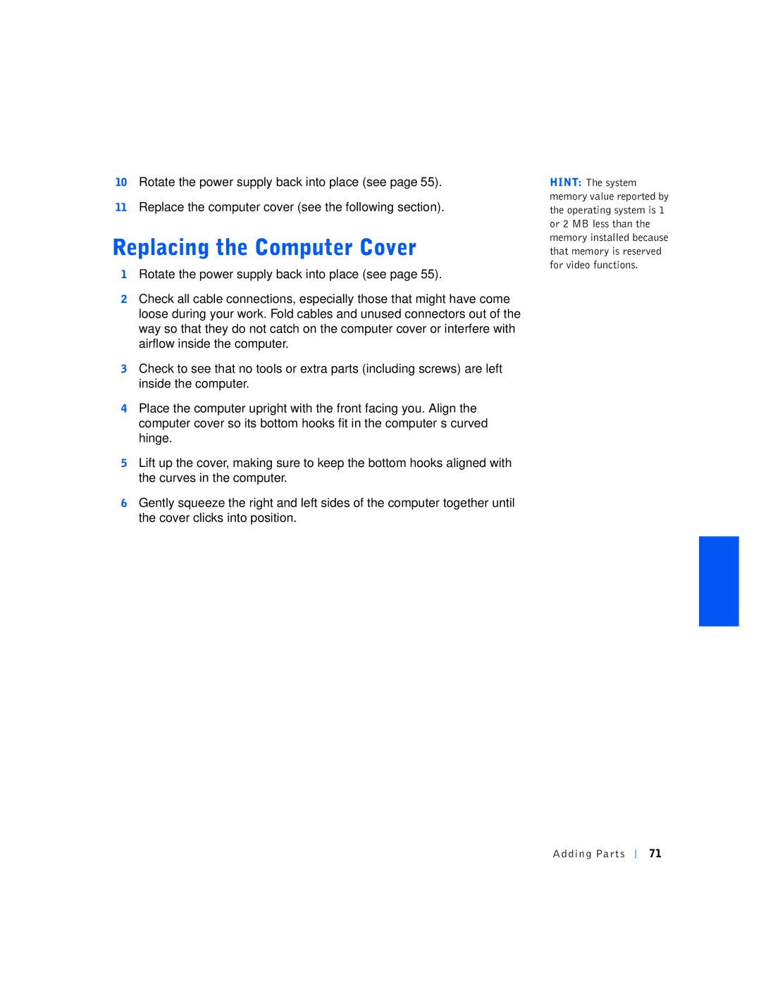 Dell 1N016, 150D manual Adding Parts 