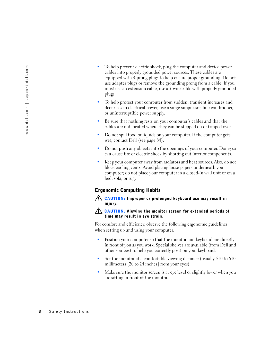 Dell 150D, 1N016 manual Ergonomic Computing Habits 