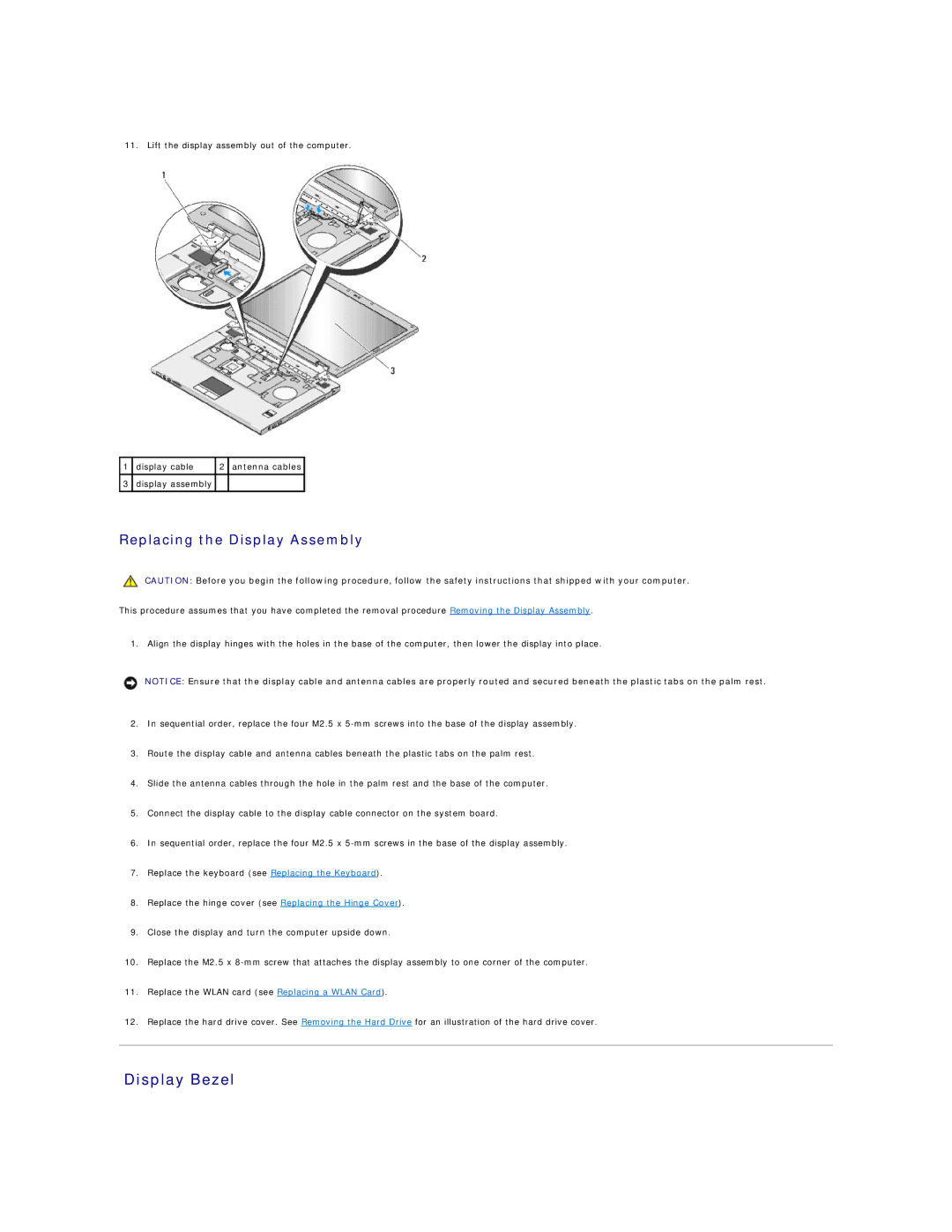 Dell 1510 service manual Display Bezel, Replacing the Display Assembly 