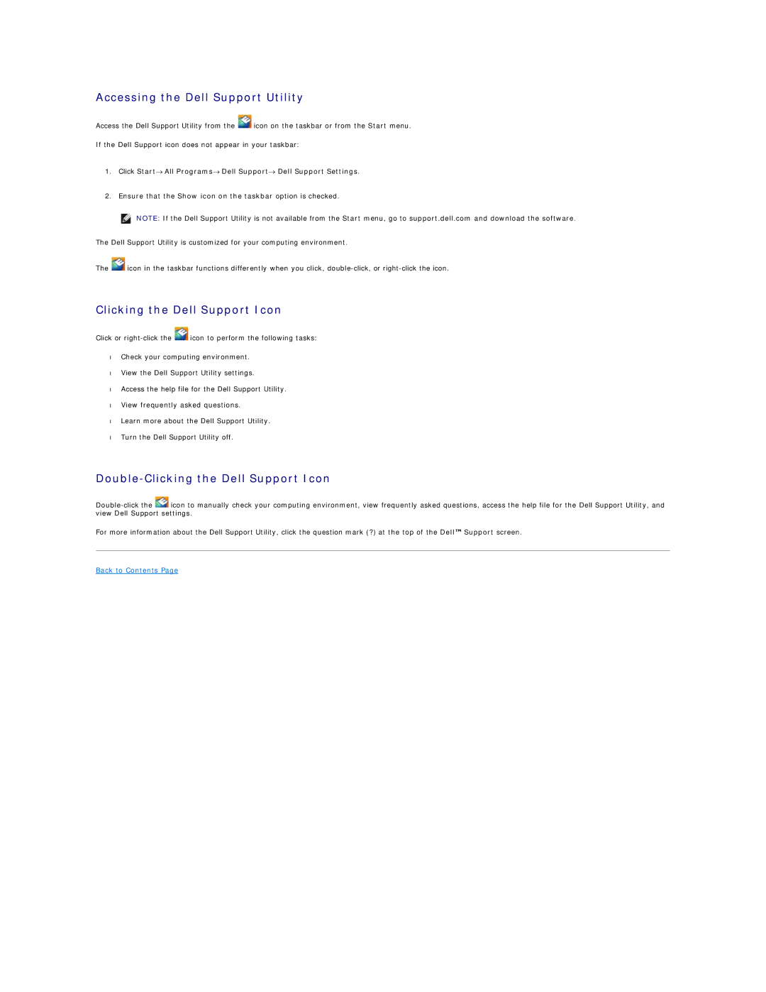 Dell 1510 service manual Accessing the Dell Support Utility, Double-Clicking the Dell Support Icon 