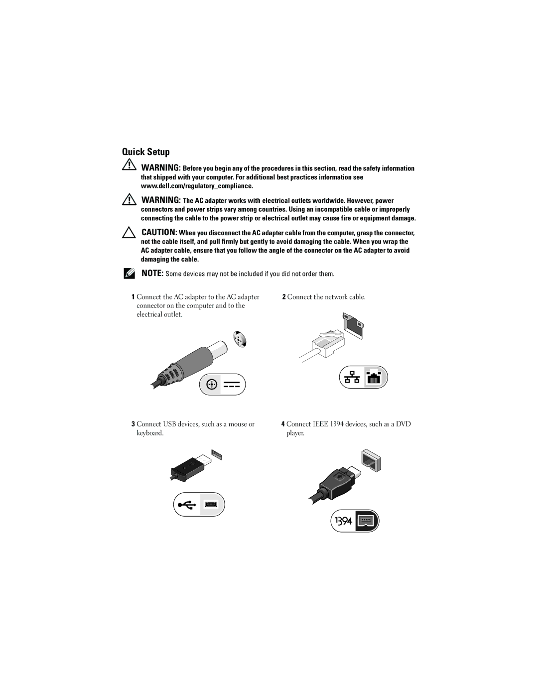 Dell 1320, 1520 manual Quick Setup 