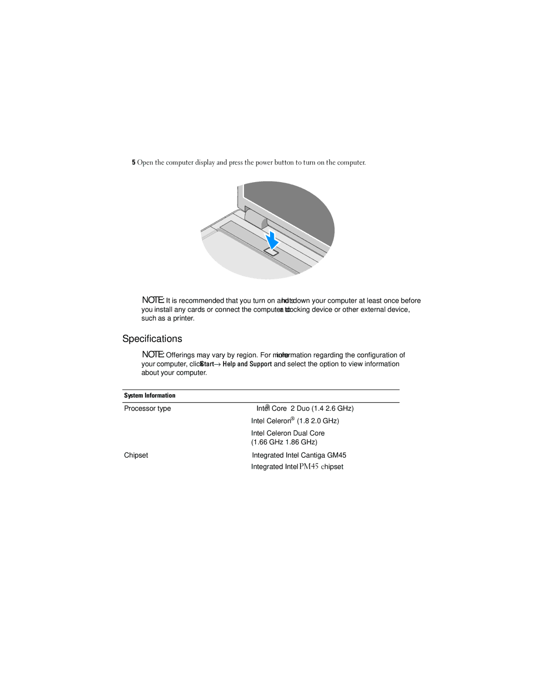 Dell 1520, 1320 manual Specifications 