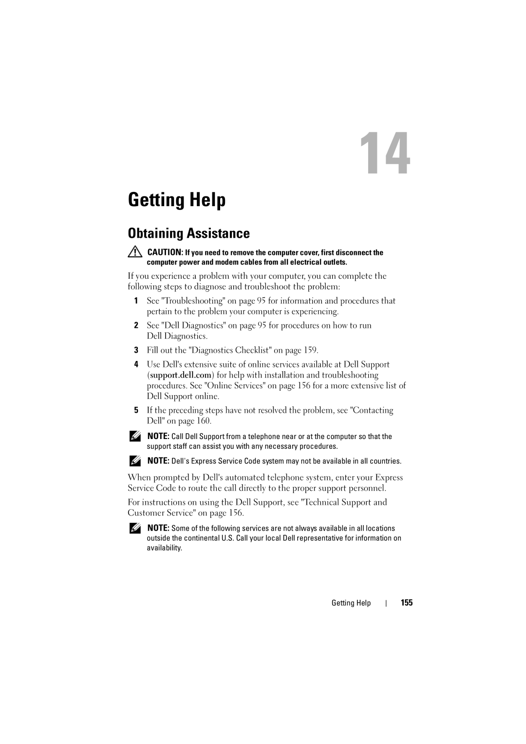 Dell 1526, 1525 owner manual Getting Help, Obtaining Assistance, 155 