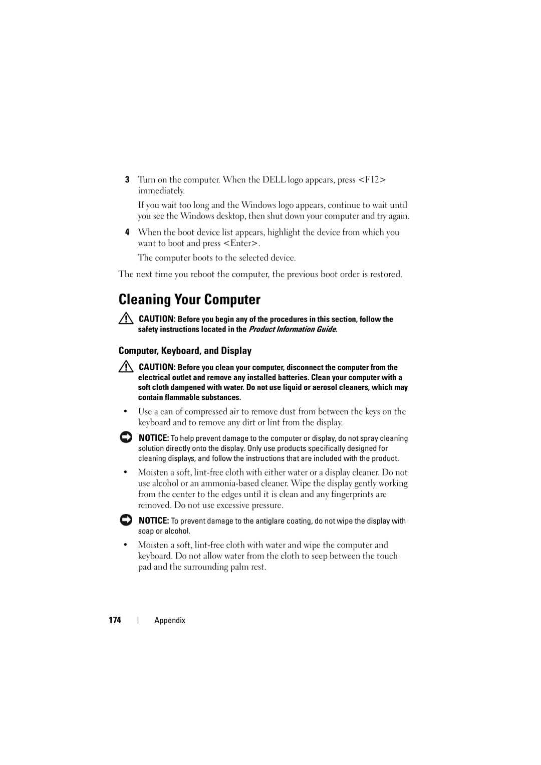 Dell 1525, 1526 owner manual Cleaning Your Computer, Computer, Keyboard, and Display 