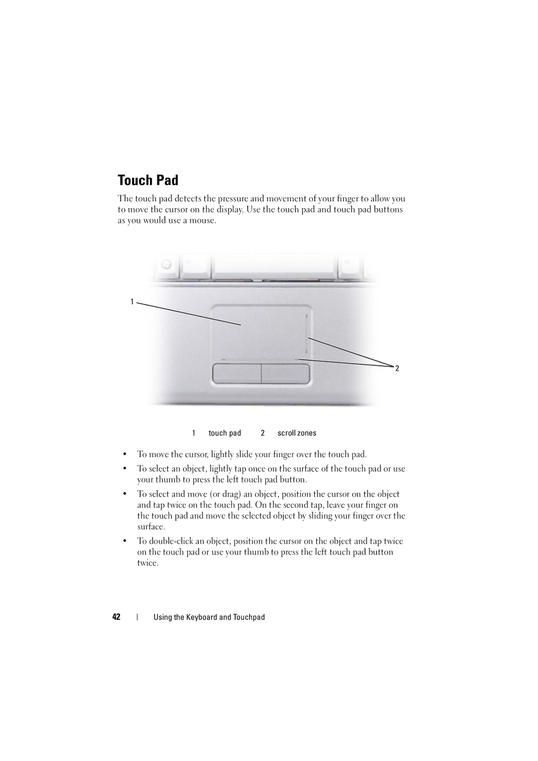 Dell 1525, 1526 owner manual Touch Pad 