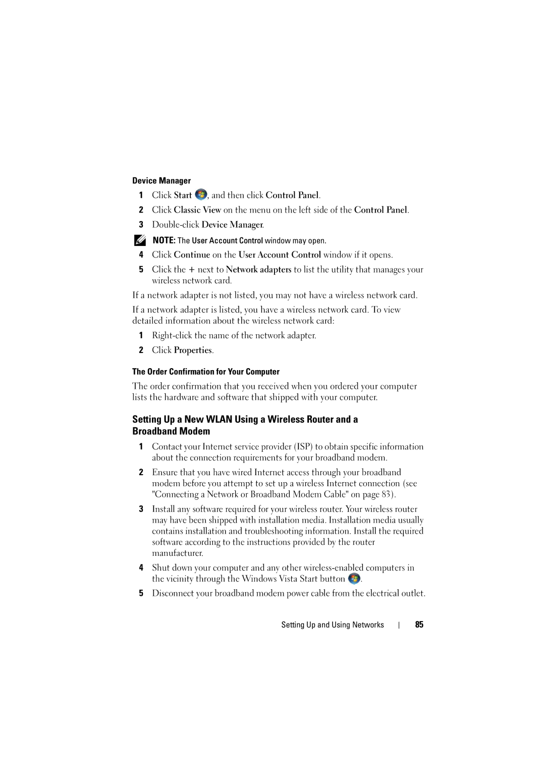 Dell 1526, 1525 owner manual Setting Up and Using Networks 