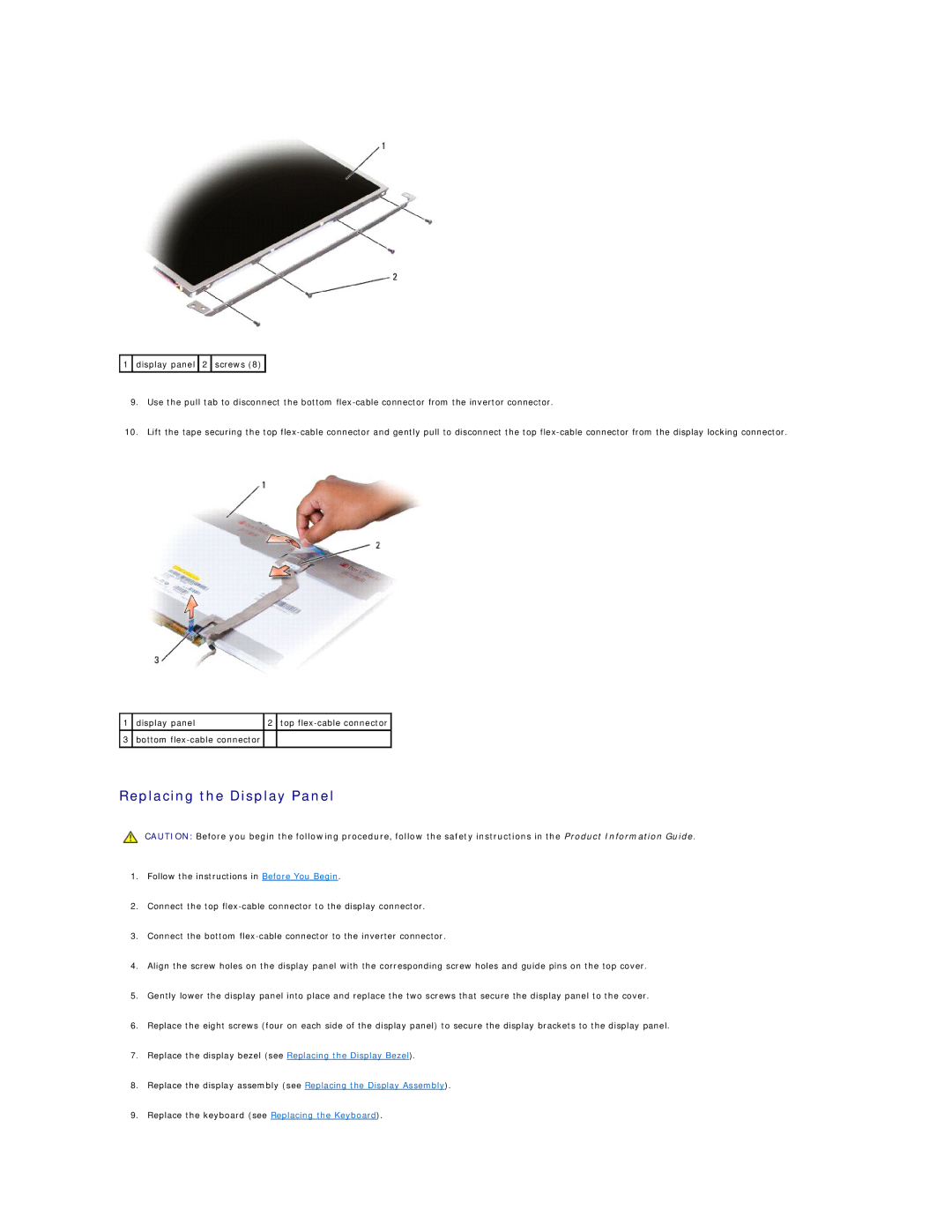 Dell 1526, 1525 manual Replacing the Display Panel 