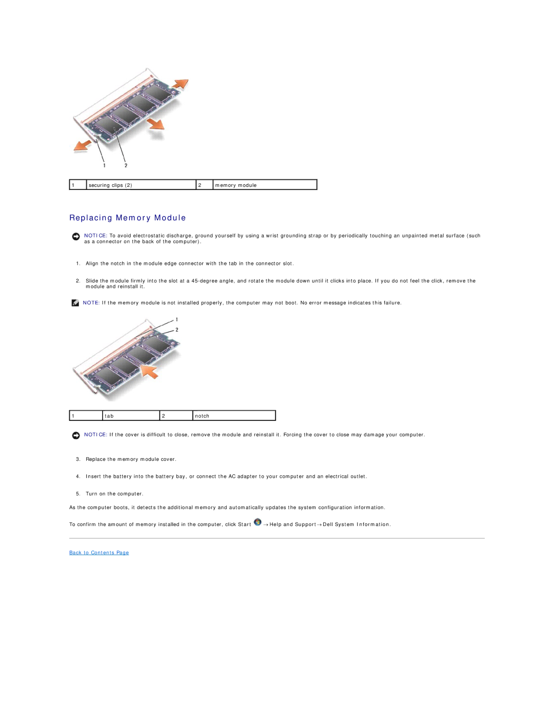 Dell 1525, 1526 manual Replacing Memory Module 